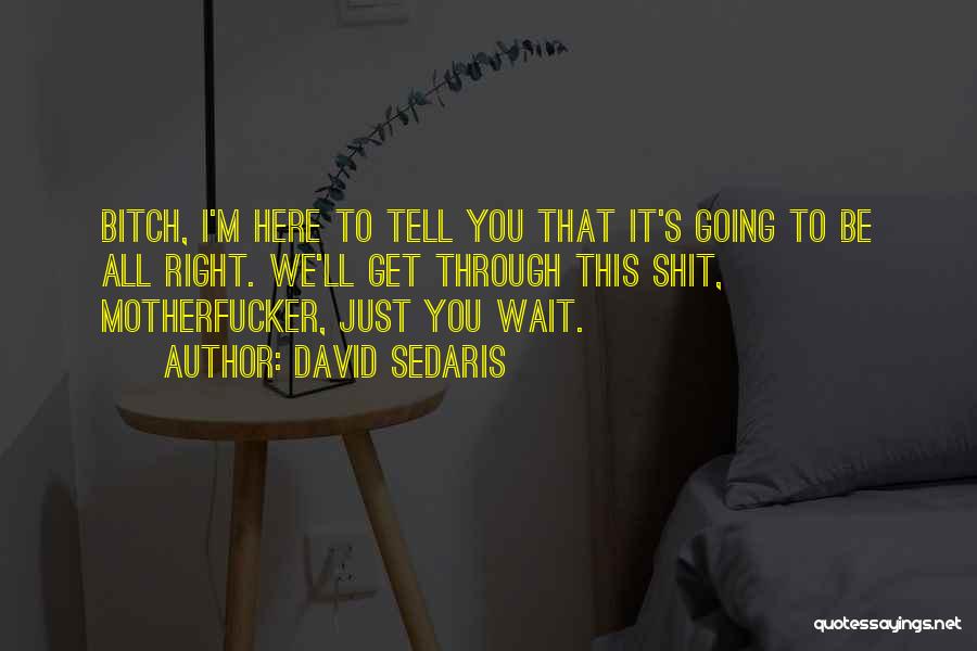David Sedaris Quotes: Bitch, I'm Here To Tell You That It's Going To Be All Right. We'll Get Through This Shit, Motherfucker, Just