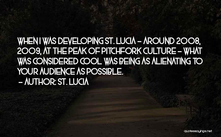 St. Lucia Quotes: When I Was Developing St. Lucia - Around 2008, 2009, At The Peak Of Pitchfork Culture - What Was Considered