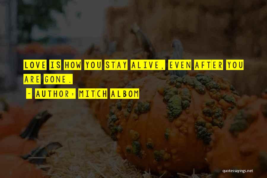 Mitch Albom Quotes: Love Is How You Stay Alive, Even After You Are Gone.