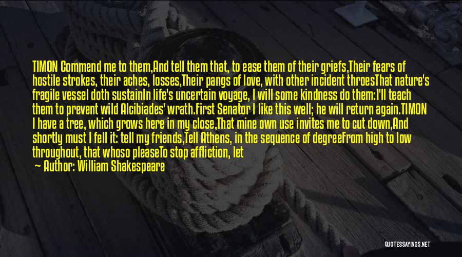 William Shakespeare Quotes: Timon Commend Me To Them,and Tell Them That, To Ease Them Of Their Griefs,their Fears Of Hostile Strokes, Their Aches,