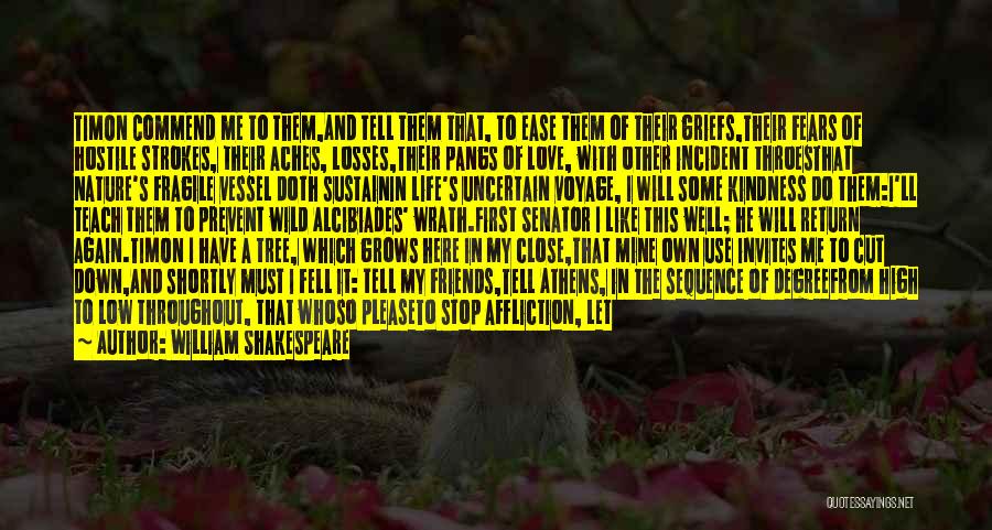 William Shakespeare Quotes: Timon Commend Me To Them,and Tell Them That, To Ease Them Of Their Griefs,their Fears Of Hostile Strokes, Their Aches,