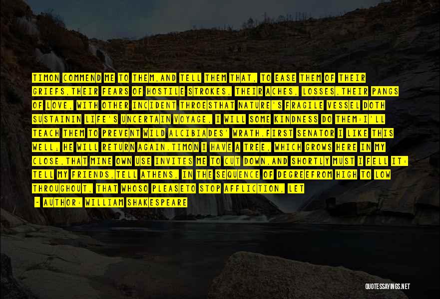 William Shakespeare Quotes: Timon Commend Me To Them,and Tell Them That, To Ease Them Of Their Griefs,their Fears Of Hostile Strokes, Their Aches,
