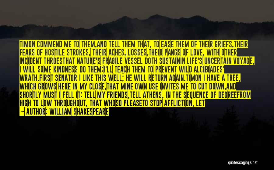 William Shakespeare Quotes: Timon Commend Me To Them,and Tell Them That, To Ease Them Of Their Griefs,their Fears Of Hostile Strokes, Their Aches,