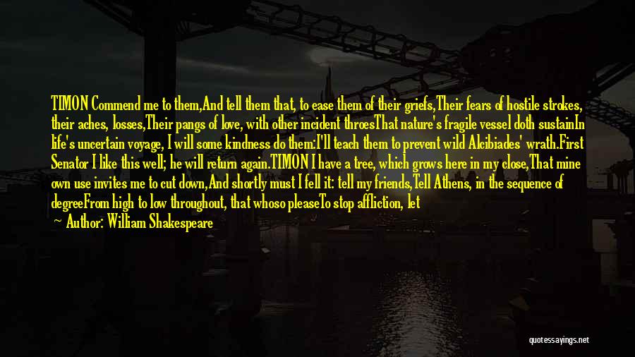 William Shakespeare Quotes: Timon Commend Me To Them,and Tell Them That, To Ease Them Of Their Griefs,their Fears Of Hostile Strokes, Their Aches,