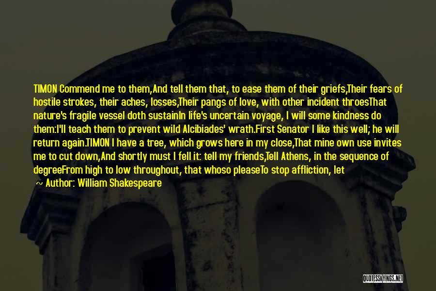 William Shakespeare Quotes: Timon Commend Me To Them,and Tell Them That, To Ease Them Of Their Griefs,their Fears Of Hostile Strokes, Their Aches,