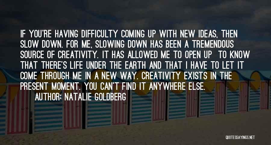 Natalie Goldberg Quotes: If You're Having Difficulty Coming Up With New Ideas, Then Slow Down. For Me, Slowing Down Has Been A Tremendous