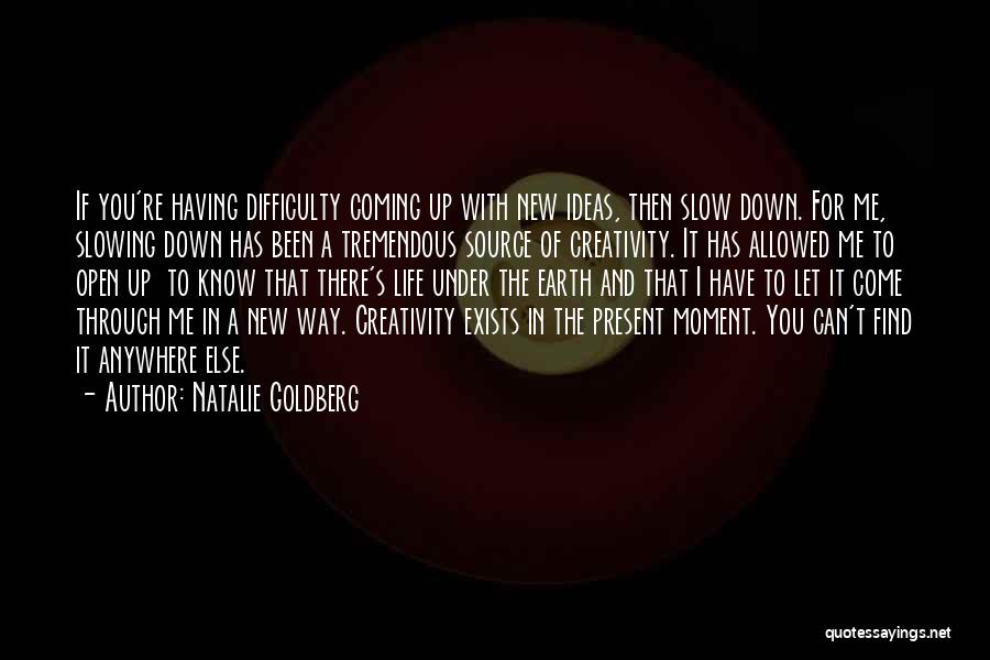 Natalie Goldberg Quotes: If You're Having Difficulty Coming Up With New Ideas, Then Slow Down. For Me, Slowing Down Has Been A Tremendous