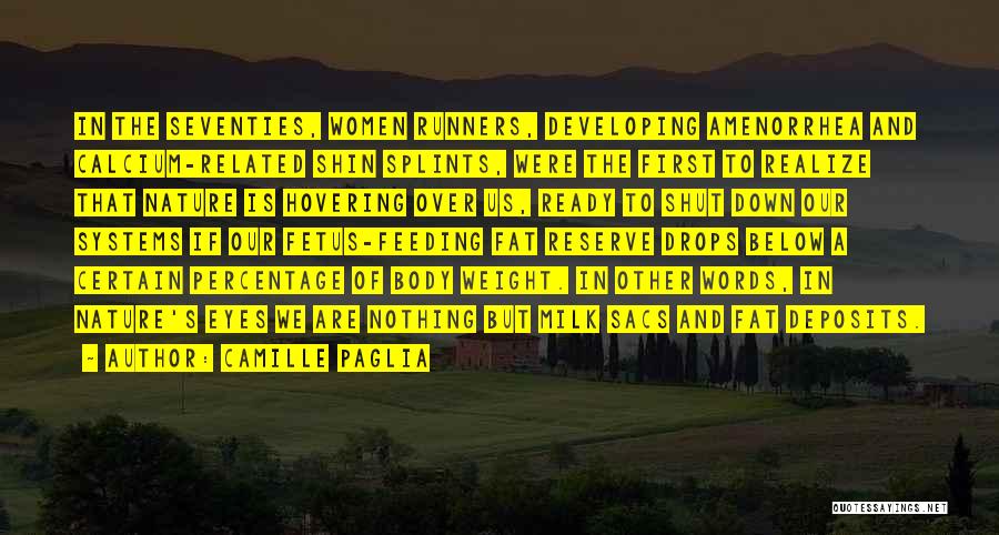 Camille Paglia Quotes: In The Seventies, Women Runners, Developing Amenorrhea And Calcium-related Shin Splints, Were The First To Realize That Nature Is Hovering