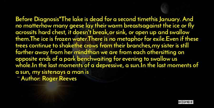 Roger Reeves Quotes: Before Diagnosisthe Lake Is Dead For A Second Timethis January. And No Matterhow Many Geese Lay Their Warm Breastsagainst The