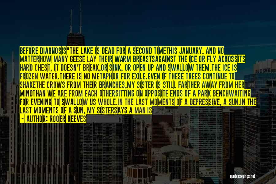 Roger Reeves Quotes: Before Diagnosisthe Lake Is Dead For A Second Timethis January. And No Matterhow Many Geese Lay Their Warm Breastsagainst The