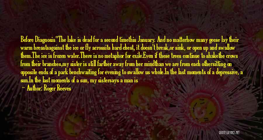 Roger Reeves Quotes: Before Diagnosisthe Lake Is Dead For A Second Timethis January. And No Matterhow Many Geese Lay Their Warm Breastsagainst The