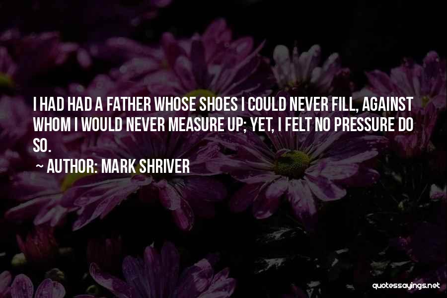 Mark Shriver Quotes: I Had Had A Father Whose Shoes I Could Never Fill, Against Whom I Would Never Measure Up; Yet, I