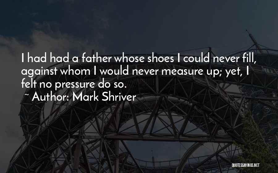 Mark Shriver Quotes: I Had Had A Father Whose Shoes I Could Never Fill, Against Whom I Would Never Measure Up; Yet, I