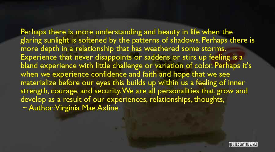 Virginia Mae Axline Quotes: Perhaps There Is More Understanding And Beauty In Life When The Glaring Sunlight Is Softened By The Patterns Of Shadows.