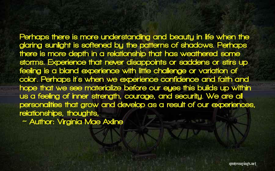 Virginia Mae Axline Quotes: Perhaps There Is More Understanding And Beauty In Life When The Glaring Sunlight Is Softened By The Patterns Of Shadows.