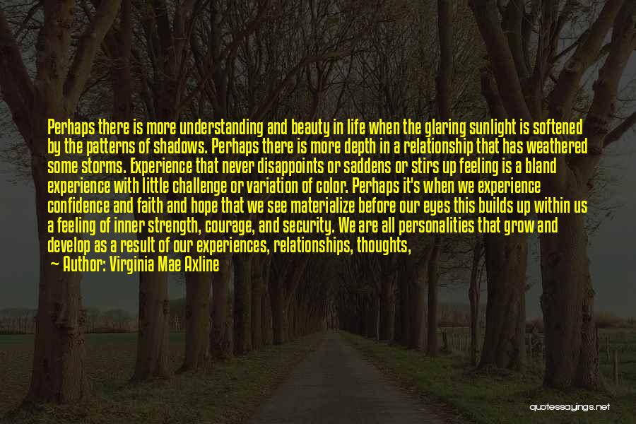 Virginia Mae Axline Quotes: Perhaps There Is More Understanding And Beauty In Life When The Glaring Sunlight Is Softened By The Patterns Of Shadows.