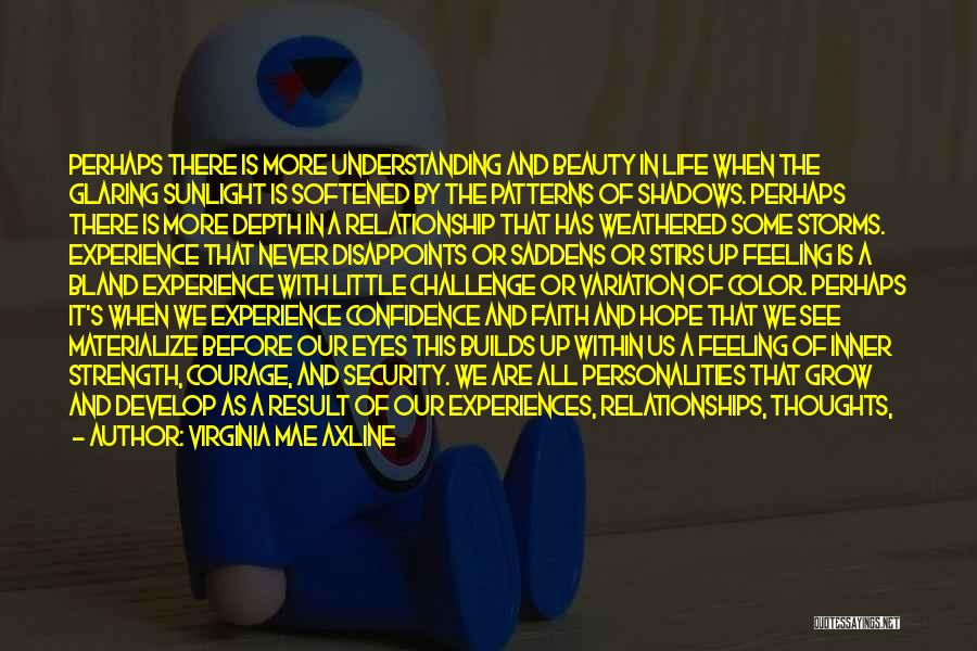 Virginia Mae Axline Quotes: Perhaps There Is More Understanding And Beauty In Life When The Glaring Sunlight Is Softened By The Patterns Of Shadows.