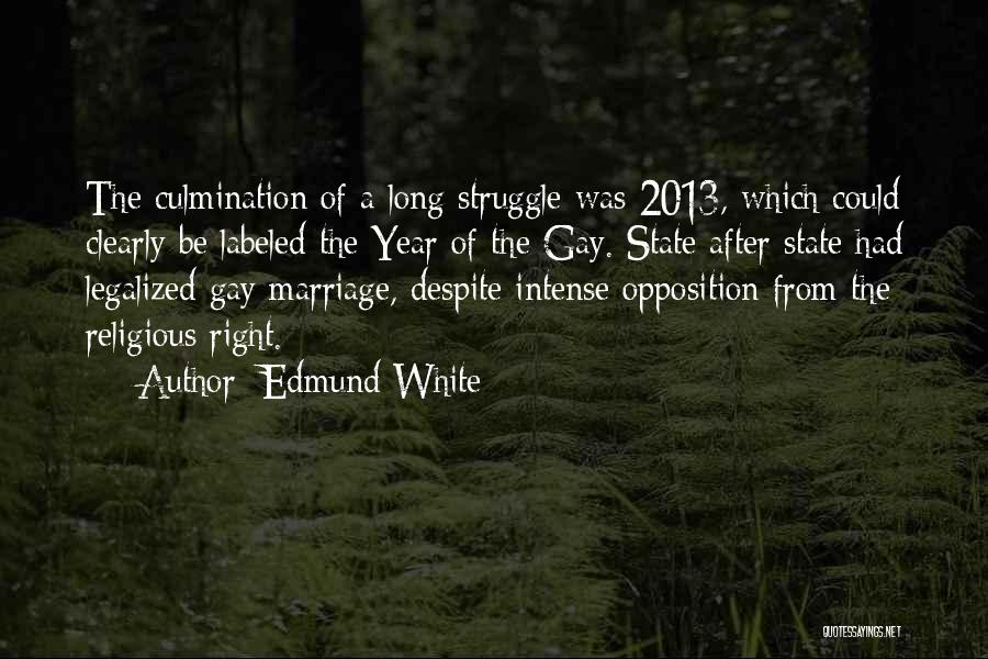 Edmund White Quotes: The Culmination Of A Long Struggle Was 2013, Which Could Clearly Be Labeled The Year Of The Gay. State After