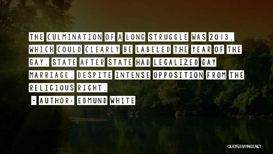 Edmund White Quotes: The Culmination Of A Long Struggle Was 2013, Which Could Clearly Be Labeled The Year Of The Gay. State After