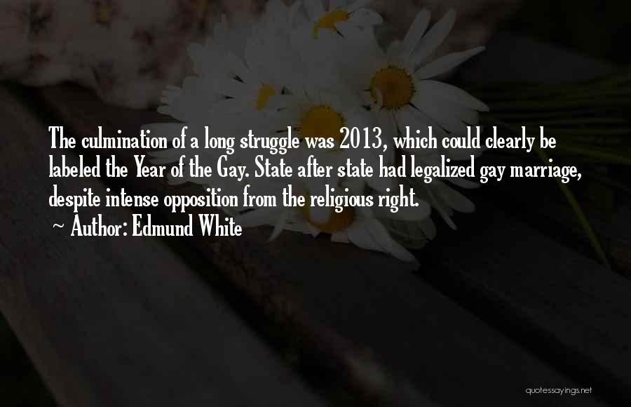 Edmund White Quotes: The Culmination Of A Long Struggle Was 2013, Which Could Clearly Be Labeled The Year Of The Gay. State After