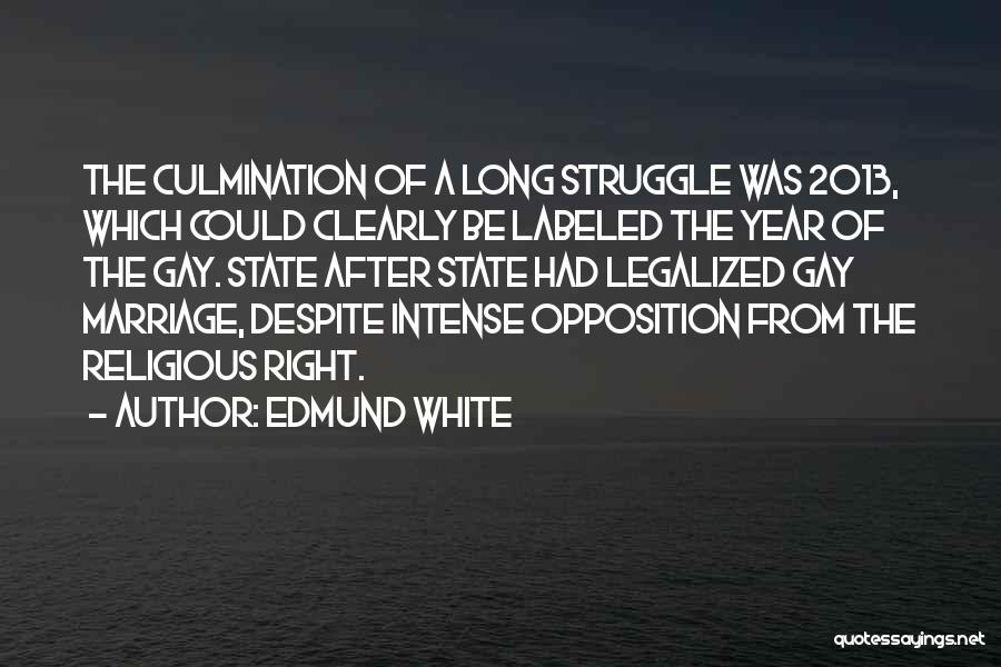 Edmund White Quotes: The Culmination Of A Long Struggle Was 2013, Which Could Clearly Be Labeled The Year Of The Gay. State After