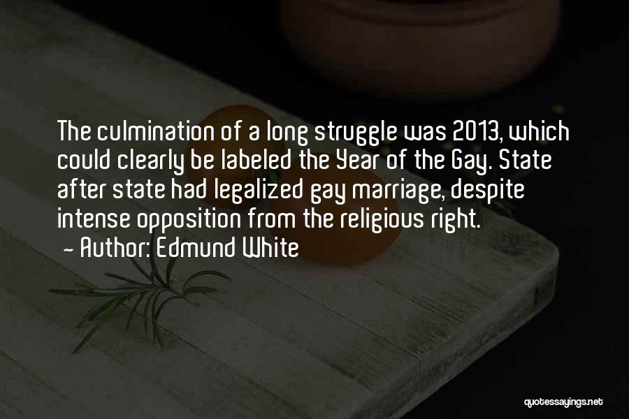 Edmund White Quotes: The Culmination Of A Long Struggle Was 2013, Which Could Clearly Be Labeled The Year Of The Gay. State After