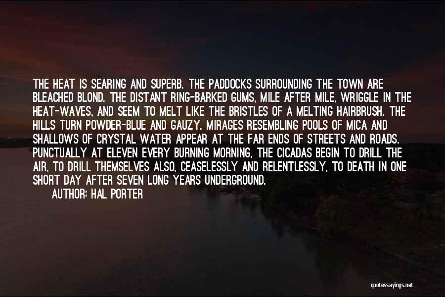 Hal Porter Quotes: The Heat Is Searing And Superb. The Paddocks Surrounding The Town Are Bleached Blond. The Distant Ring-barked Gums, Mile After