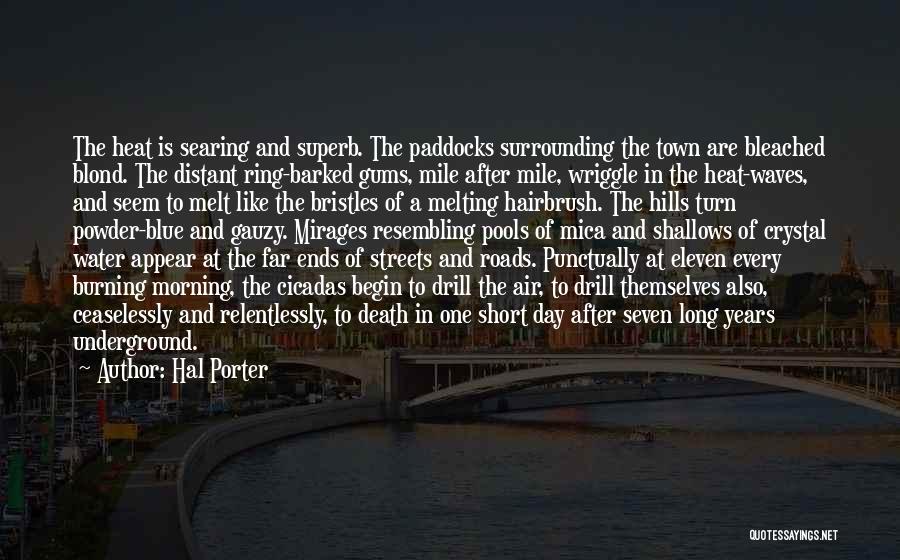 Hal Porter Quotes: The Heat Is Searing And Superb. The Paddocks Surrounding The Town Are Bleached Blond. The Distant Ring-barked Gums, Mile After