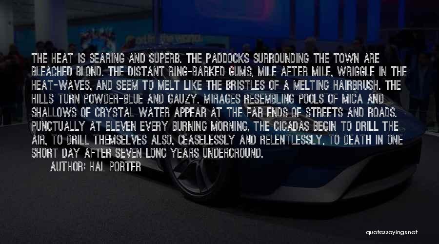 Hal Porter Quotes: The Heat Is Searing And Superb. The Paddocks Surrounding The Town Are Bleached Blond. The Distant Ring-barked Gums, Mile After