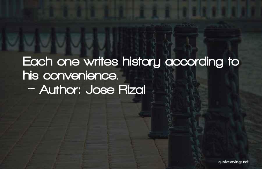 Jose Rizal Quotes: Each One Writes History According To His Convenience.