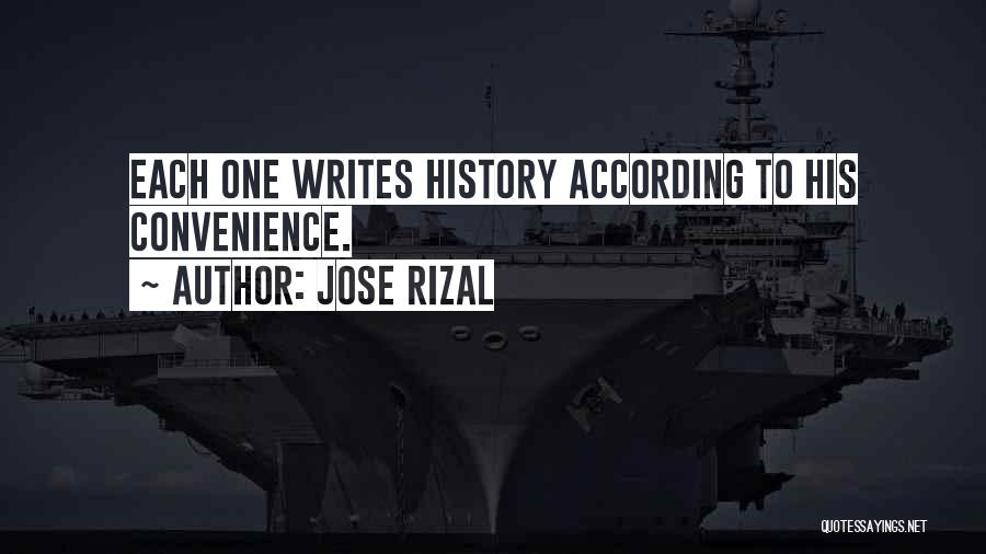 Jose Rizal Quotes: Each One Writes History According To His Convenience.