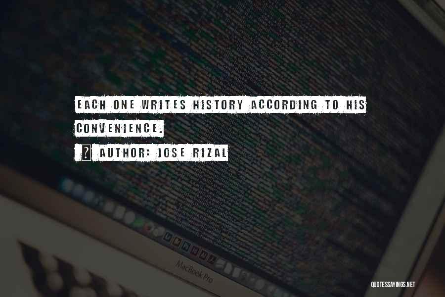 Jose Rizal Quotes: Each One Writes History According To His Convenience.