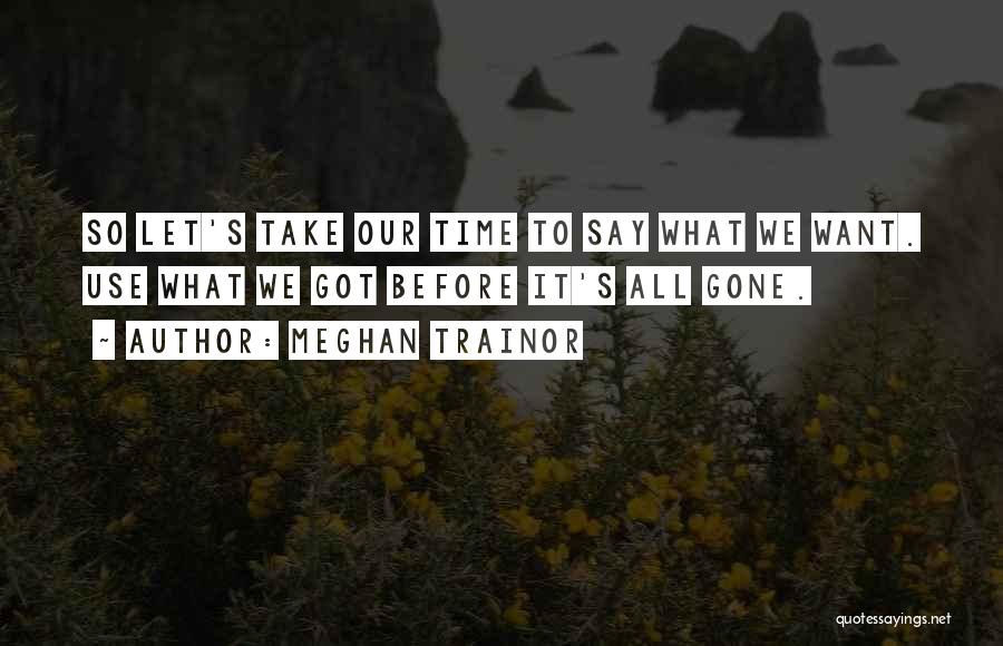 Meghan Trainor Quotes: So Let's Take Our Time To Say What We Want. Use What We Got Before It's All Gone.