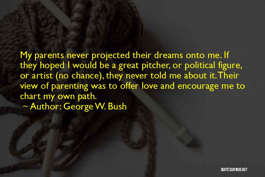 George W. Bush Quotes: My Parents Never Projected Their Dreams Onto Me. If They Hoped I Would Be A Great Pitcher, Or Political Figure,