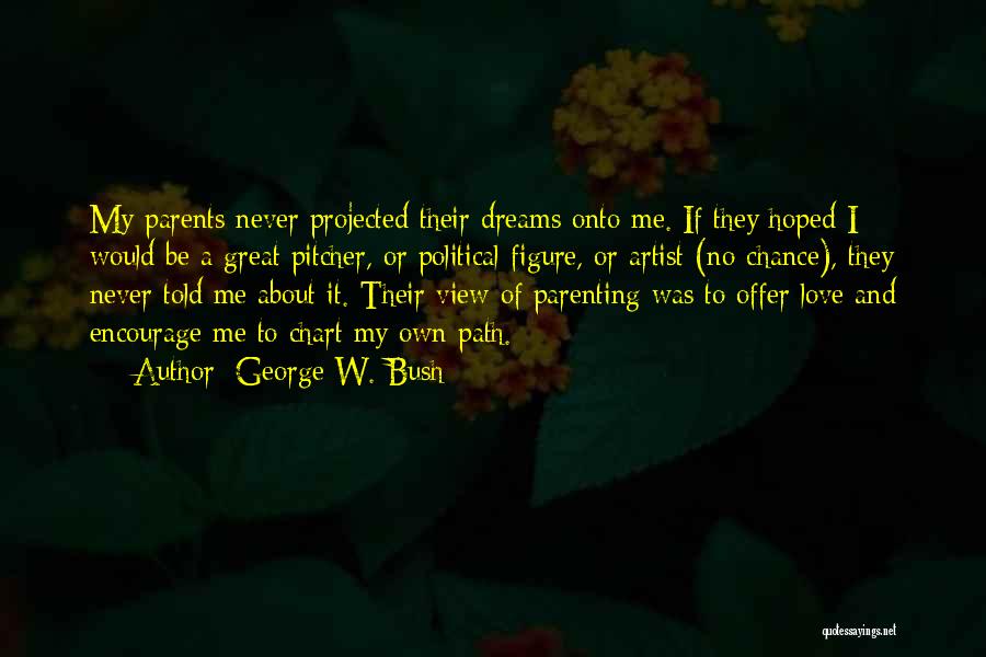 George W. Bush Quotes: My Parents Never Projected Their Dreams Onto Me. If They Hoped I Would Be A Great Pitcher, Or Political Figure,