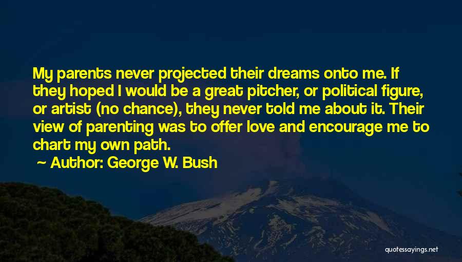 George W. Bush Quotes: My Parents Never Projected Their Dreams Onto Me. If They Hoped I Would Be A Great Pitcher, Or Political Figure,