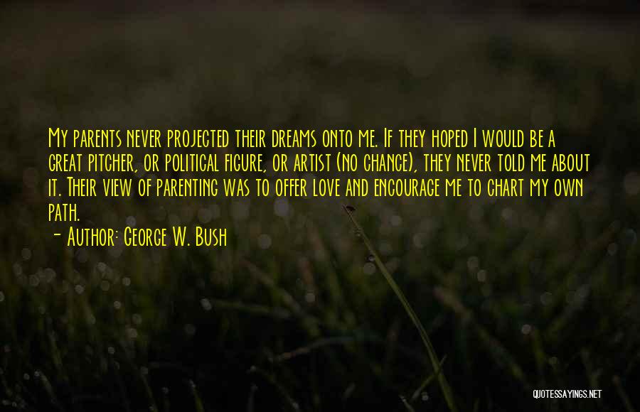 George W. Bush Quotes: My Parents Never Projected Their Dreams Onto Me. If They Hoped I Would Be A Great Pitcher, Or Political Figure,