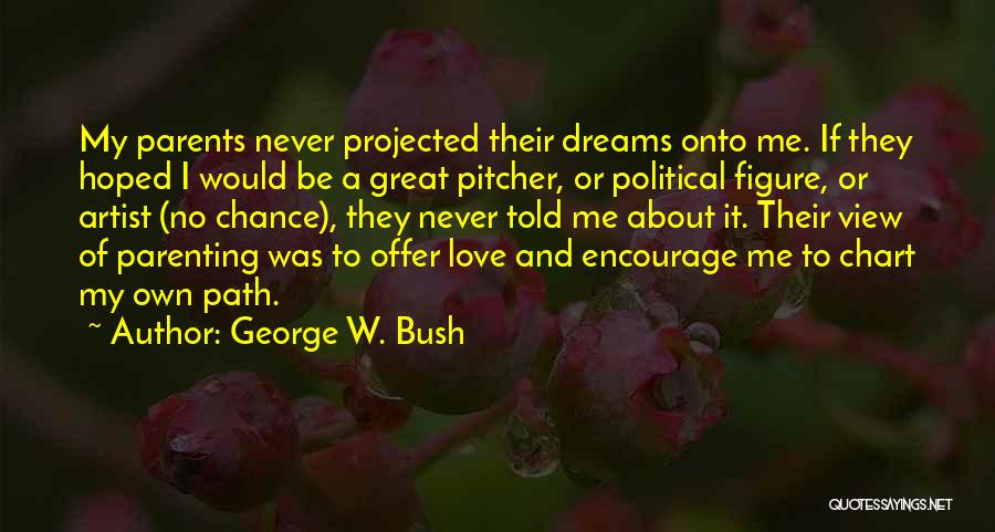 George W. Bush Quotes: My Parents Never Projected Their Dreams Onto Me. If They Hoped I Would Be A Great Pitcher, Or Political Figure,