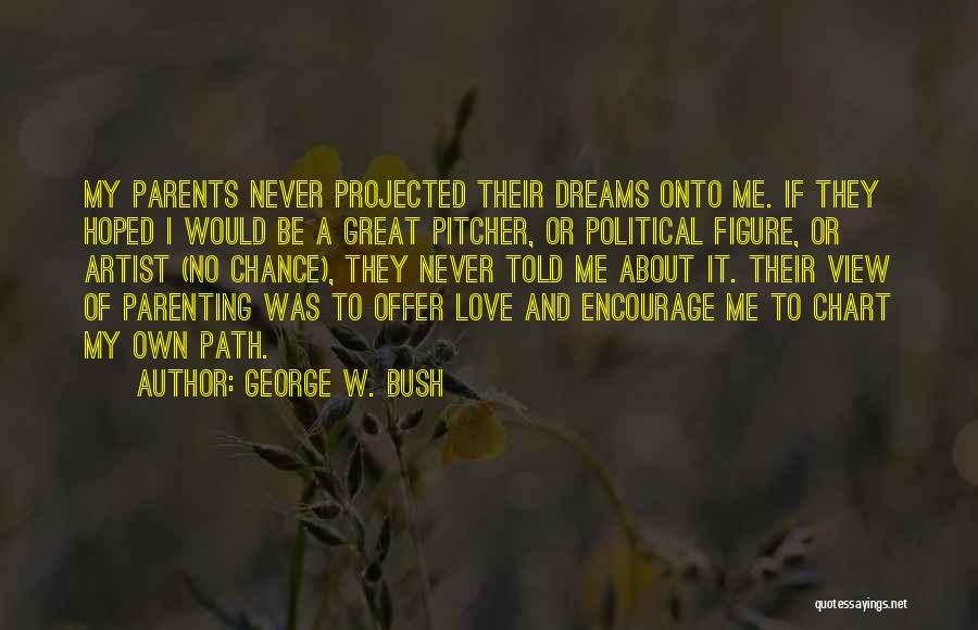 George W. Bush Quotes: My Parents Never Projected Their Dreams Onto Me. If They Hoped I Would Be A Great Pitcher, Or Political Figure,