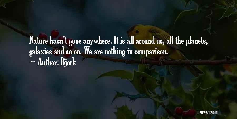 Bjork Quotes: Nature Hasn't Gone Anywhere. It Is All Around Us, All The Planets, Galaxies And So On. We Are Nothing In