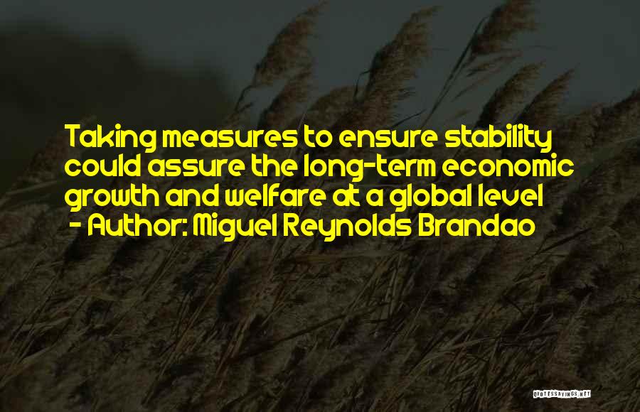 Miguel Reynolds Brandao Quotes: Taking Measures To Ensure Stability Could Assure The Long-term Economic Growth And Welfare At A Global Level