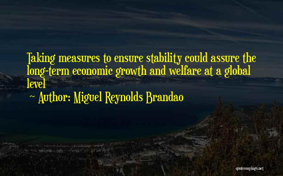 Miguel Reynolds Brandao Quotes: Taking Measures To Ensure Stability Could Assure The Long-term Economic Growth And Welfare At A Global Level