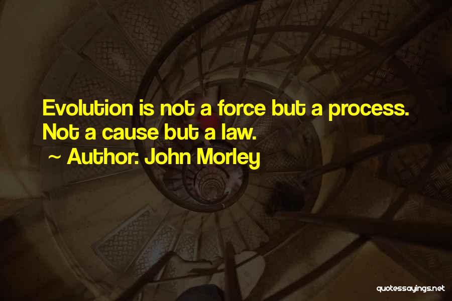 John Morley Quotes: Evolution Is Not A Force But A Process. Not A Cause But A Law.