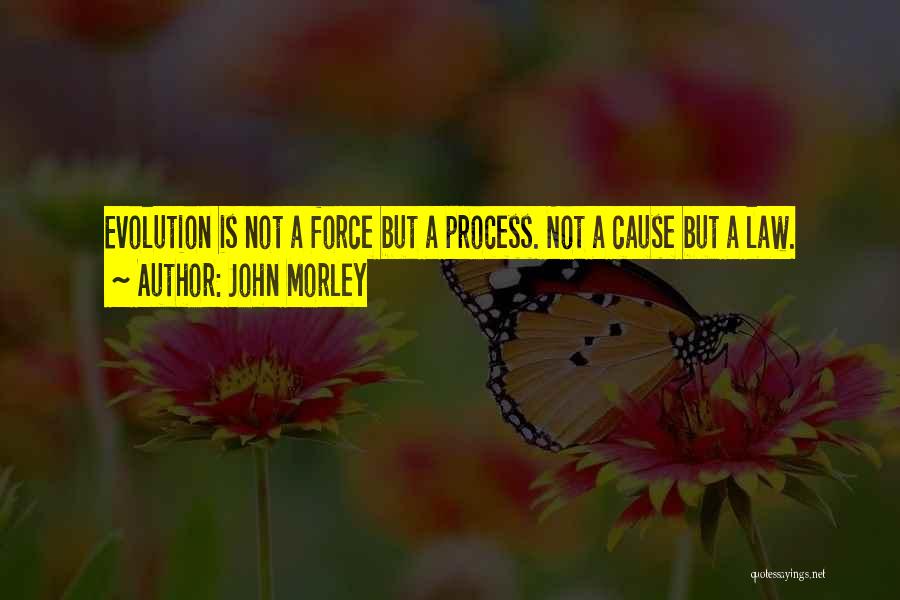 John Morley Quotes: Evolution Is Not A Force But A Process. Not A Cause But A Law.