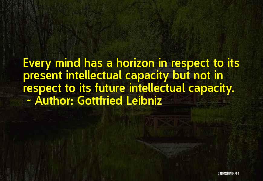 Gottfried Leibniz Quotes: Every Mind Has A Horizon In Respect To Its Present Intellectual Capacity But Not In Respect To Its Future Intellectual