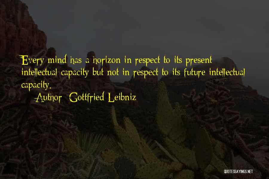 Gottfried Leibniz Quotes: Every Mind Has A Horizon In Respect To Its Present Intellectual Capacity But Not In Respect To Its Future Intellectual