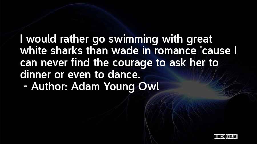 Adam Young Owl Quotes: I Would Rather Go Swimming With Great White Sharks Than Wade In Romance 'cause I Can Never Find The Courage