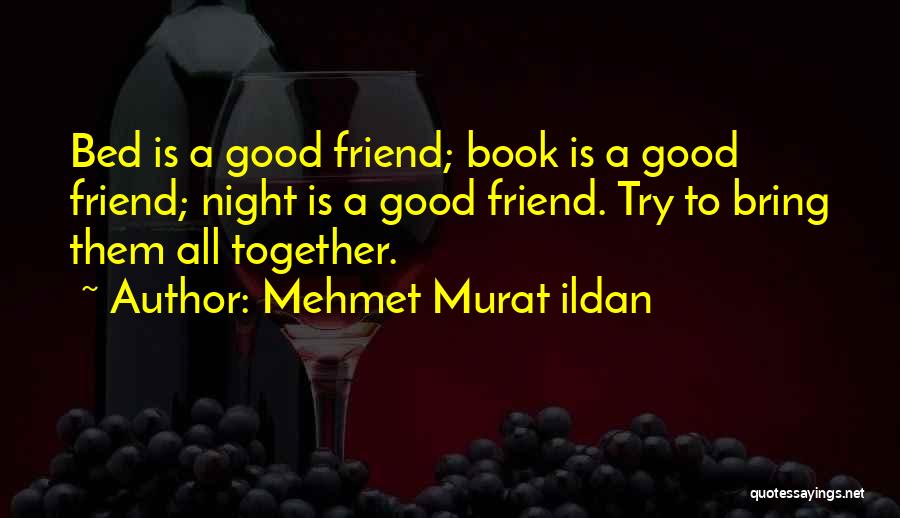 Mehmet Murat Ildan Quotes: Bed Is A Good Friend; Book Is A Good Friend; Night Is A Good Friend. Try To Bring Them All