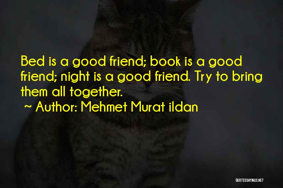 Mehmet Murat Ildan Quotes: Bed Is A Good Friend; Book Is A Good Friend; Night Is A Good Friend. Try To Bring Them All
