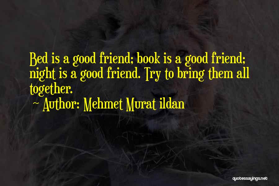 Mehmet Murat Ildan Quotes: Bed Is A Good Friend; Book Is A Good Friend; Night Is A Good Friend. Try To Bring Them All